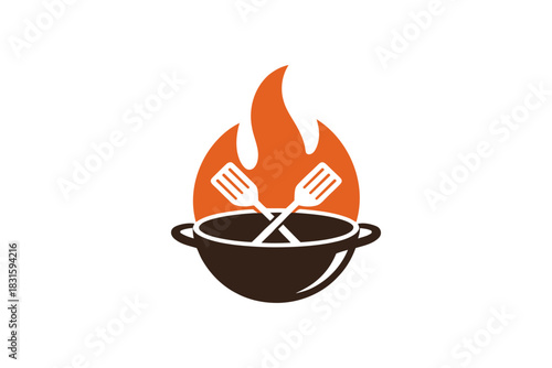 Grill and flames logo