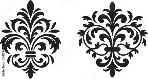 Ornate Baroque Style Decorative Flourish Motifs