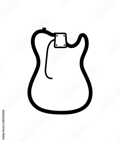Sleek electric guitar outline, modern musical instrument design element