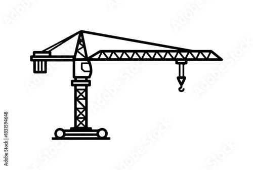 Construction crane icon for design projects, engineering and architecture
