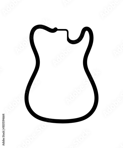 Sleek minimalist guitar outline for music posters and creative designs