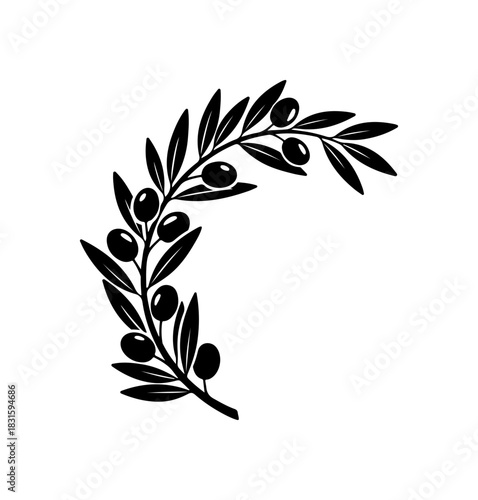 Elegant olive branch design for restaurant menus and product labels