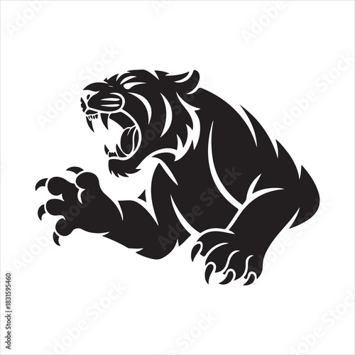 Roaring Tiger Silhouette Logo Vector Illustration