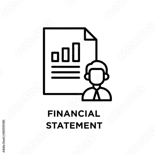 Financial Statement Icon Investment Report and Business Analysis Concept