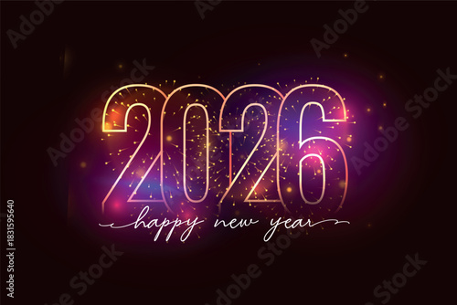 Minimalist futuristic new year 2026 greeting card illustration vector