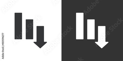 Bar Chart Decrease icon. Solid glyph series icon