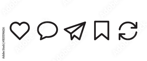 Hand drawn social media engagement icons set