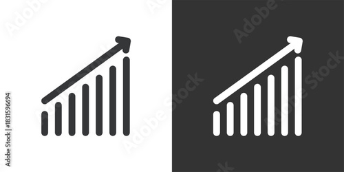 Bar Chart with Steady Increase icon. Solid glyph series icon
