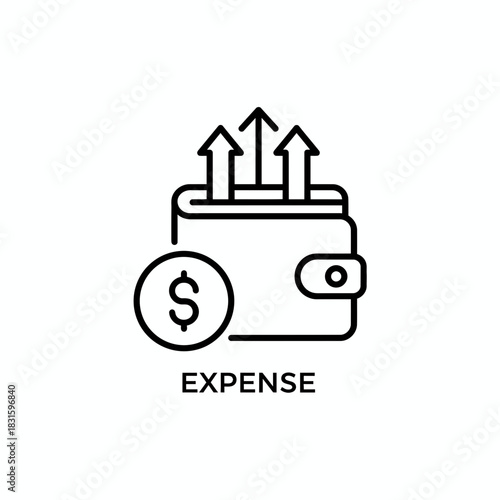 Expense Increase Icon Wallet with Dollar Sign and Arrows