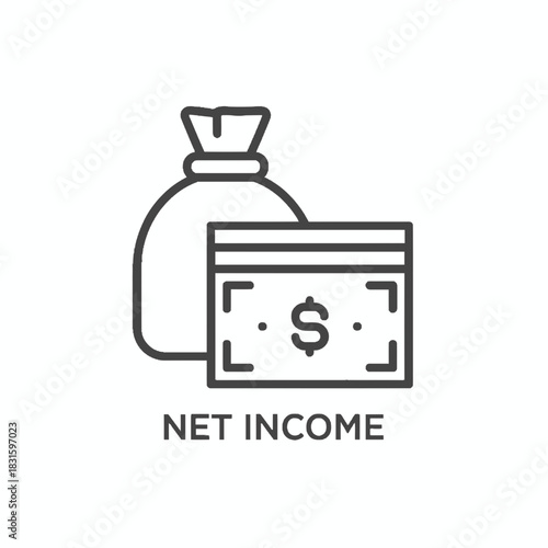 Financial Success Icon Sack of Money & Cash Flow Illustration