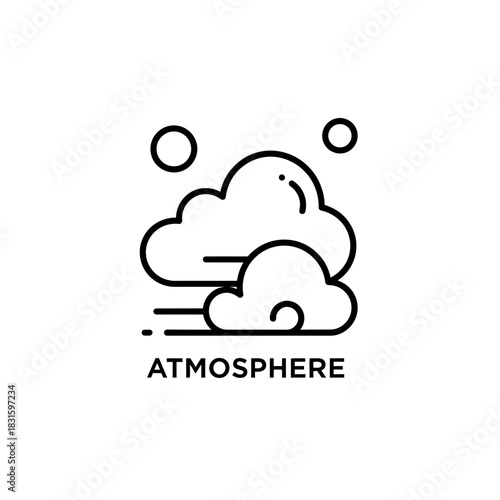 A sleek vector icon representing the earth's atmosphere, featuring stylized clouds and airborne particles, perfect for weather forecasts and environmental themes