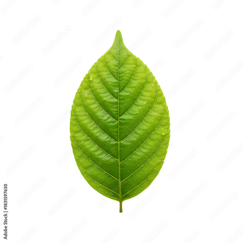 Fototapeta premium Green leaf against black backdrop