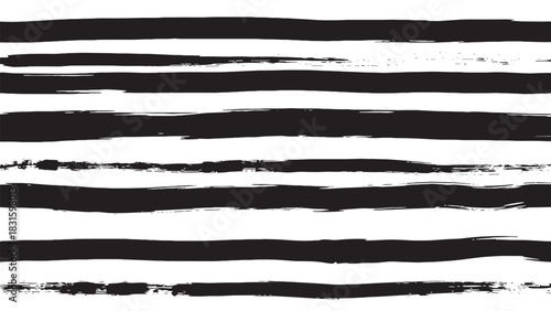 Set of black grunge brush strokes creating a striped pattern with a rough, hand-painted texture, showcasing an artistic and abstract design element in a modern, edgy style
