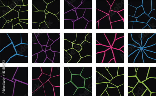 Cracks colorful neon pattern