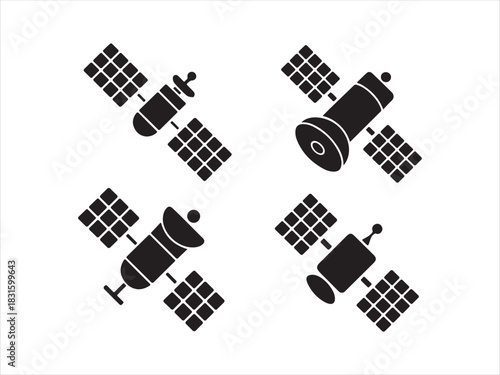 Satellite Icons Set | Space Communication Technology Symbols