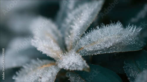 Close-up of a plant stem covered in frost. the stem is in focus, while the background is blurred, making it the focal point of the image.