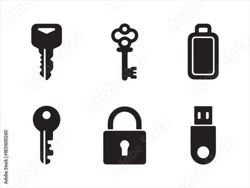Security Icons Set | Keys Lock USB and Access Symbols