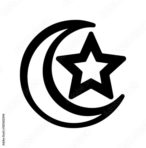 Elegant crescent and star symbol representing Islamic faith and culture art