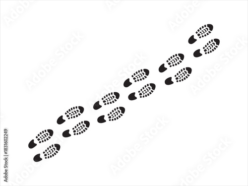 Footprint Trail Silhouette | Walking Shoe Print Path Illustration | Footsteps Track Vector Design