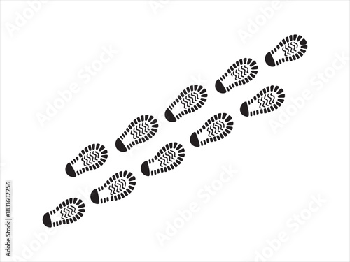 Footprint Trail Silhouette | Walking Shoe Print Path Illustration | Footsteps Track Vector Design