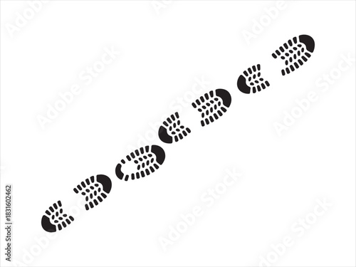 Boot Footprints Trail Silhouette Vector | Shoe Print Pattern Design