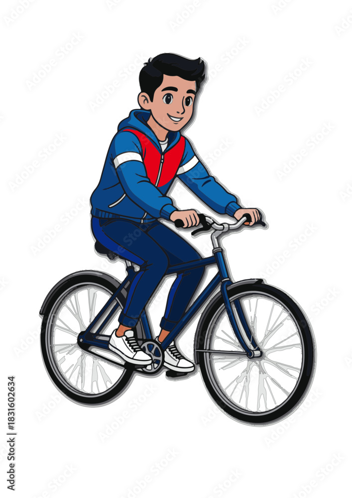 Fototapeta premium A simple vector illustration of people riding bicycles