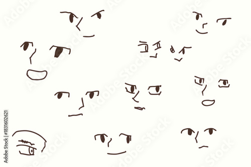 Set of doodle cartoon expression.