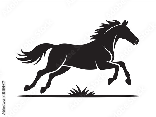 Running Horse Silhouette Vector Illustration – Wild Animal Graphic Art