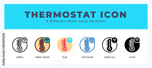 Thermostat icon set. Design elements for logo