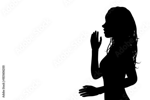 silhouette of a woman talking