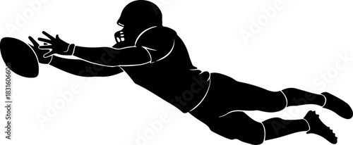 American Football Player Running Line Art Illustration