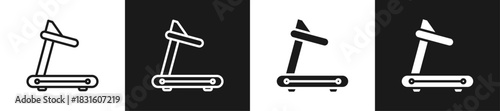 Treadmill Line N Glyph Icon Style In White And Black Background