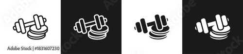 Dumbbell Line N Glyph Icon Style In White And Black Background
