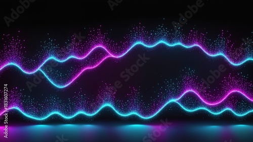Blue and magenta neon soundwave abstract background 4K 06