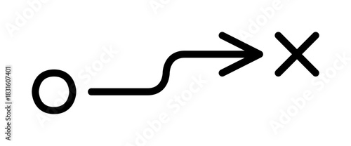 Pfeil vom Kreis zum Kreuz