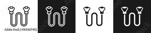 Resistance Band Line N Glyph Icon Style In White And Black Background