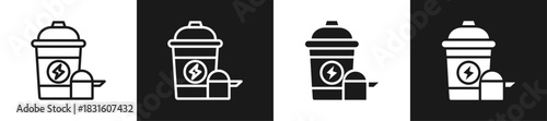 Protein Shake Line N Glyph Icon Style In White And Black Background