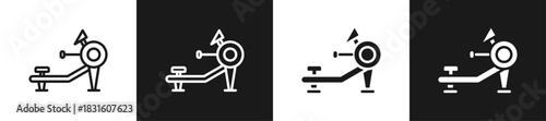 Rowing Machine Line N Glyph Icon Style In White And Black Background