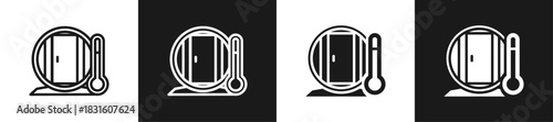 Sauna Line N Glyph Icon Style In White And Black Background