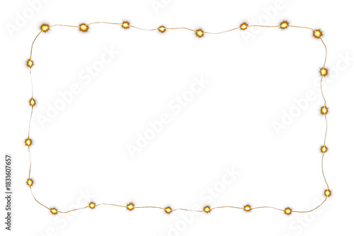Warm Yellow Fairy Light Frame on transparent Background for Festive and Cozy Decor