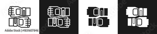 Mma Gloves Line N Glyph Icon Style In White And Black Background