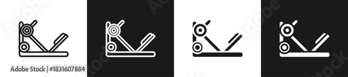 Leg Press Line N Glyph Icon Style In White And Black Background