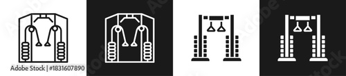 Cable Machine Line N Glyph Icon Style In White And Black Background