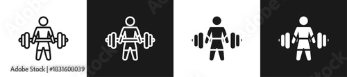 Deadlift Line N Glyph Icon Style In White And Black Background