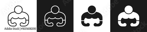 Push-Up Line N Glyph Icon Style In White And Black Background