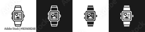 Fitness Tracker Line N Glyph Icon Style In White And Black Background