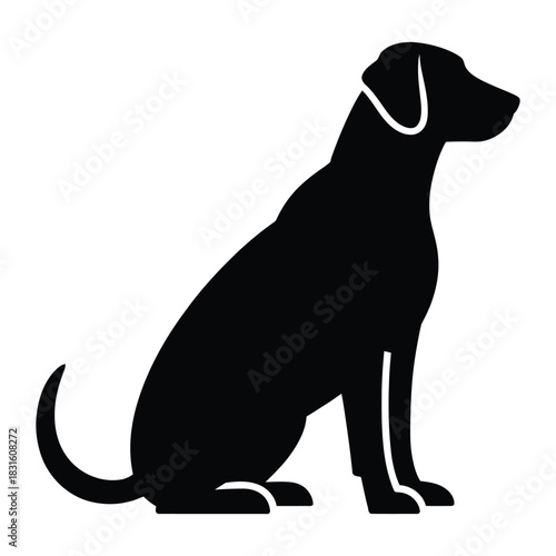 Dog sitting side view Vector, Silhouette, Illustration