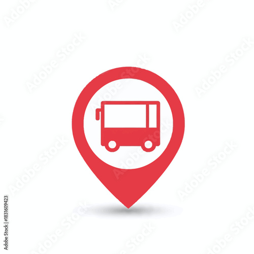 Red Bus Location Pin Icon, map pointer icons