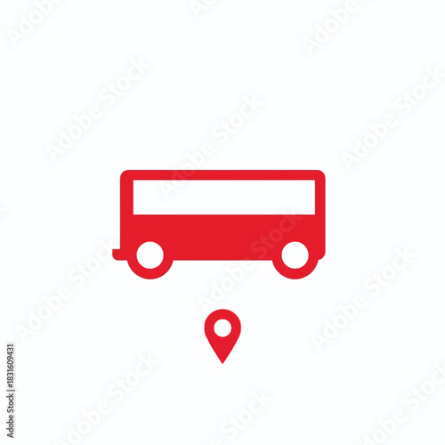Red Bus Location Pin Icon, map pointer icons