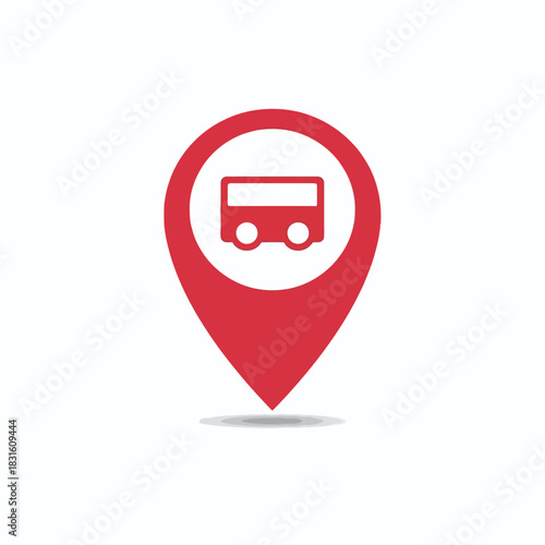 Red Bus Location Pin Icon, map pointer icons